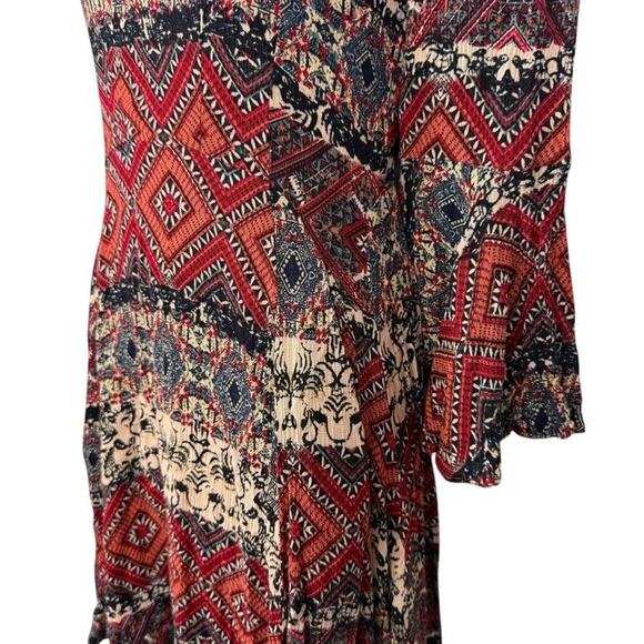 Holding Horses Anthropologie Bell Flare Sleeve Dress Mini Fit Flare Red Print M - Picture 9 of 16